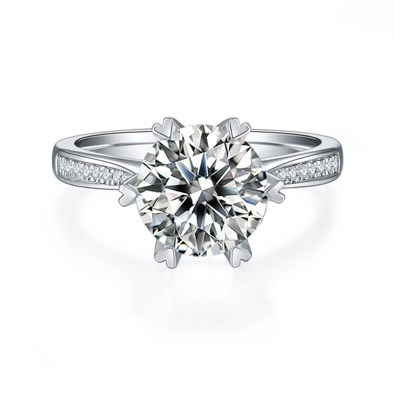 时来运转S925银镀白金MoissaniteWomen's Ring3.0ctD级